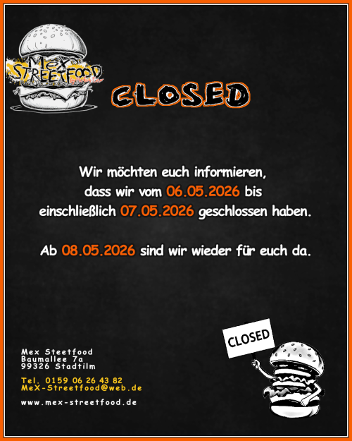 GESCHLOSSEN 06.05. - 07.05.26