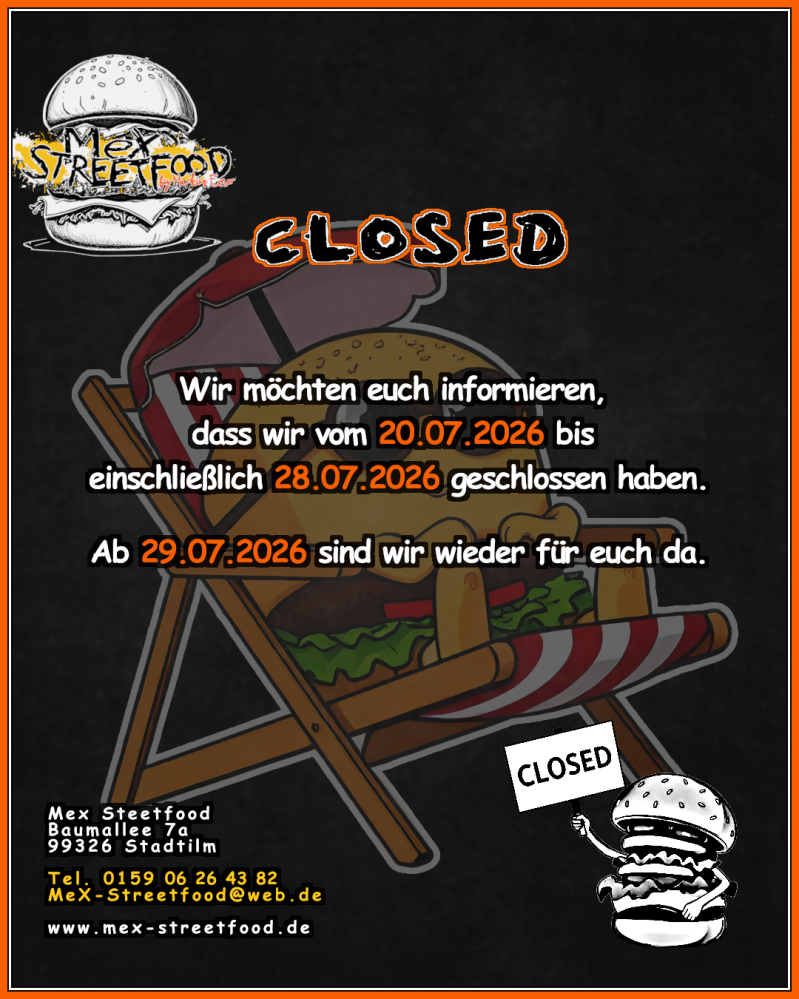 GESCHLOSSEN 20.07. - 29.07.2026