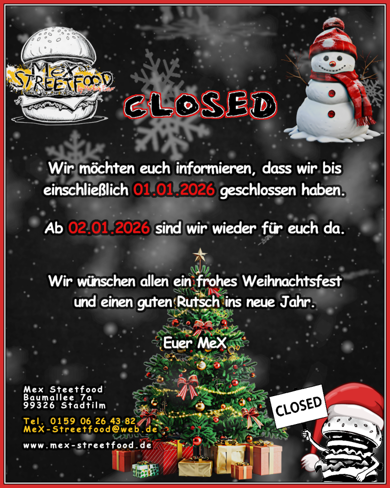 Urlaub Weihnachten / Neujahr 2025